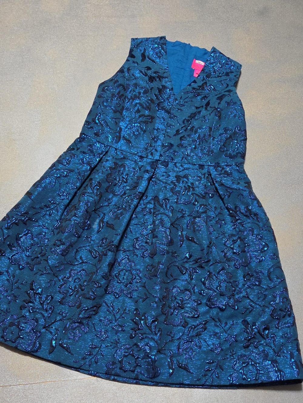 Lilly Pulitzer Teal Floral Brocade Girls' Formal Dress NWOTS